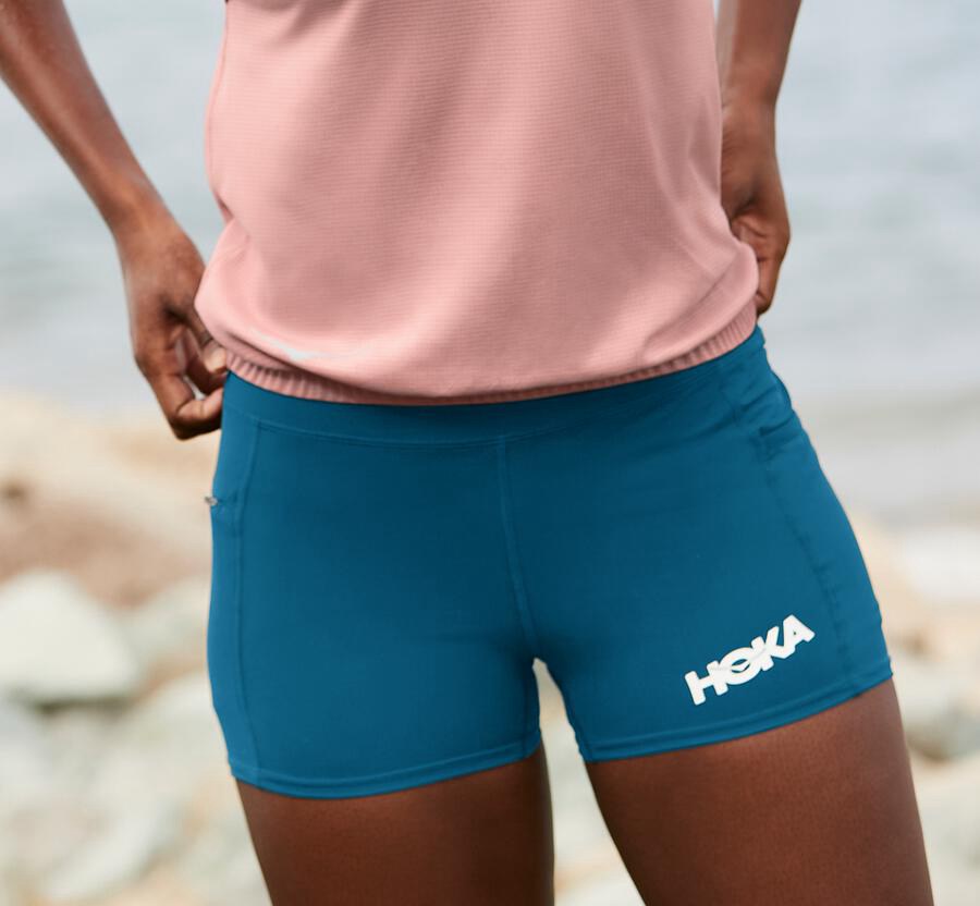 Hoka Australia One One Performance Knit - Womens Shorts Blue - QUYLT-6473